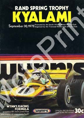 1972 Rand Spring; digital scans cover, entry lists, sold digital format and price only (+F1 lap chart completed)